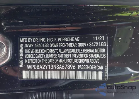 2022 Porsche Taycan Cross Turismo 4 из США, поврежденный, VIN WP0BA2Y13NSA67396